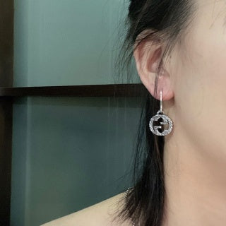 Gucci Interlocking G Crystal Hoop Drop Earrings