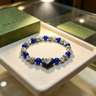 Gucci GG Blue Stone Lion Charm Bracelet