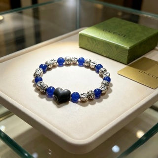 Gucci GG Blue Stone Lion Charm Bracelet